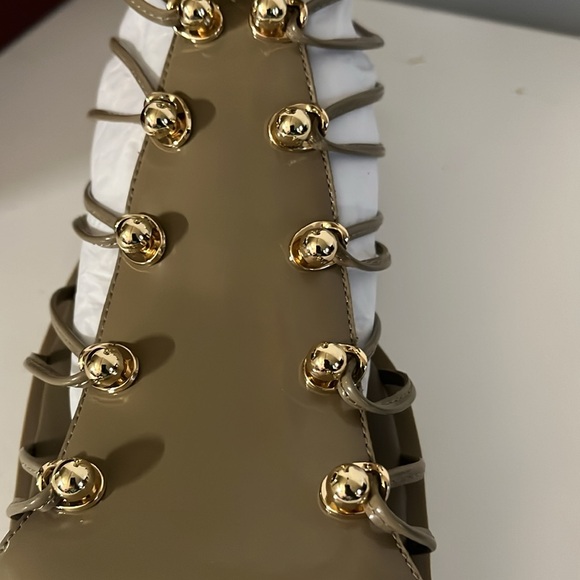 Vivienne Hu Patent Leather Studded Boots Size:37 Strappy Gladiator Sandals - Picture 10 of 13